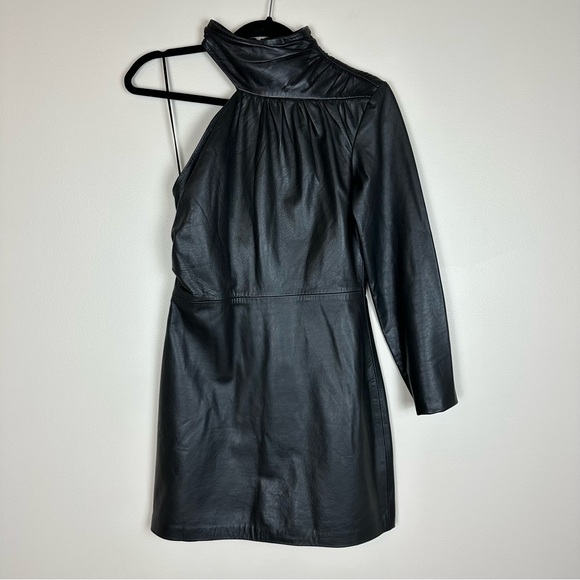 Zara Asymmetric Lamb Leather Dress - Picture 1 of 11